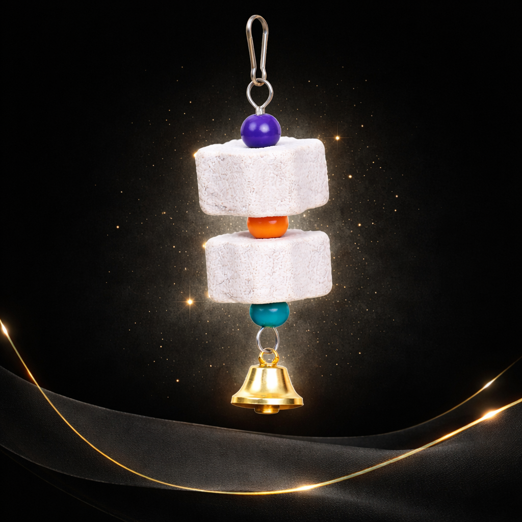 ⭐ Natural Mineral Parrot Chew Toy with Bell