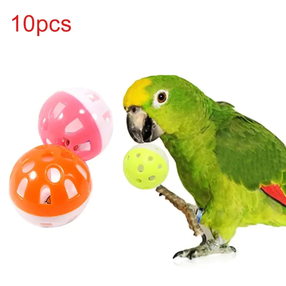 ⭐ Colorful Parrot Bell Ball Toy Set (10 pcs)