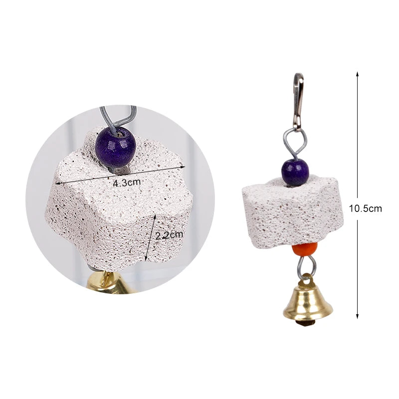⭐ Natural Mineral Parrot Chew Toy with Bell
