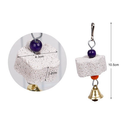⭐ Natural Mineral Parrot Chew Toy with Bell
