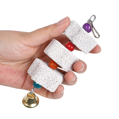 ⭐ Natural Mineral Parrot Chew Toy with Bell