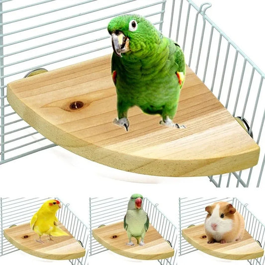 ⭐ Natural Wooden Parrot Perch Platform