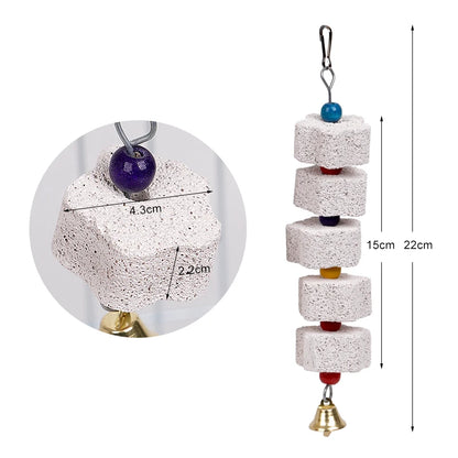 ⭐ Natural Mineral Parrot Chew Toy with Bell