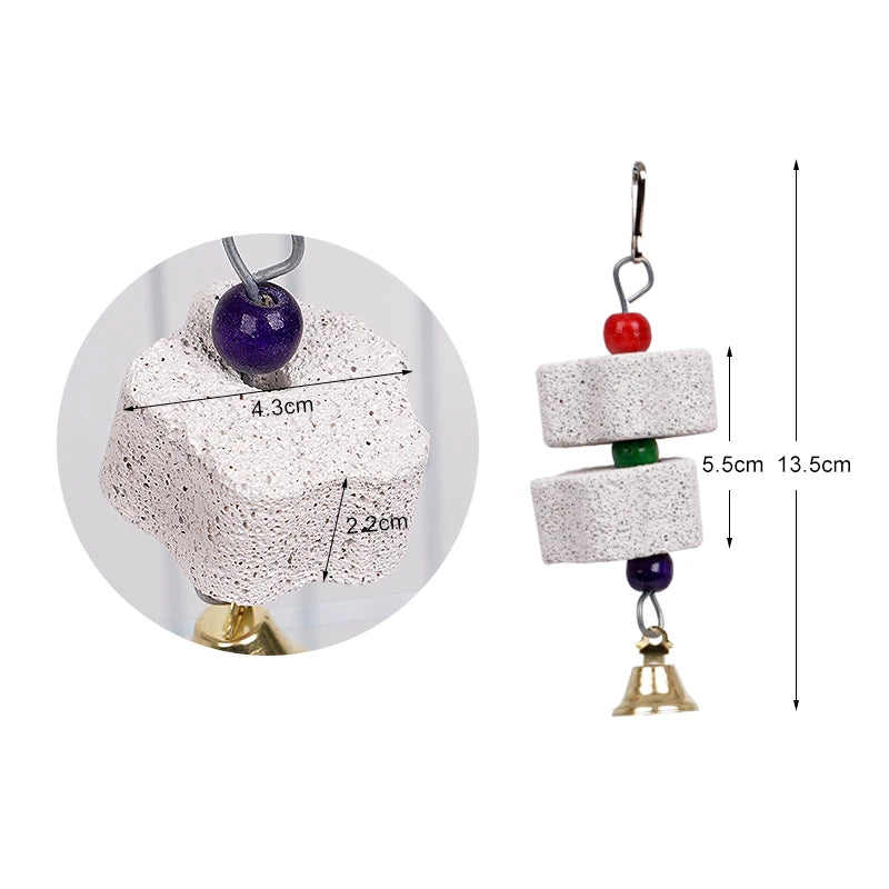 ⭐ Natural Mineral Parrot Chew Toy with Bell