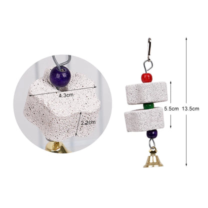 ⭐ Natural Mineral Parrot Chew Toy with Bell