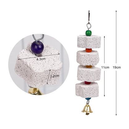 ⭐ Natural Mineral Parrot Chew Toy with Bell