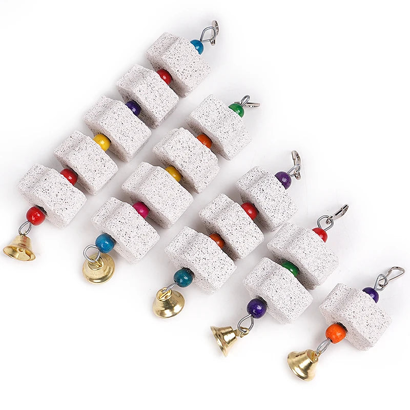 ⭐ Natural Mineral Parrot Chew Toy with Bell