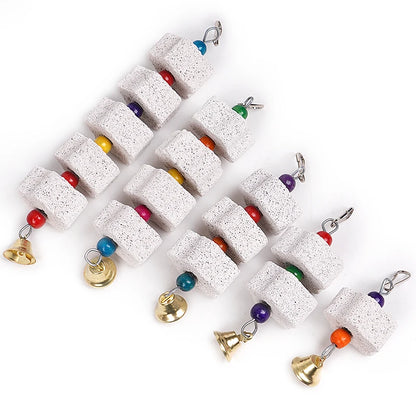 ⭐ Natural Mineral Parrot Chew Toy with Bell
