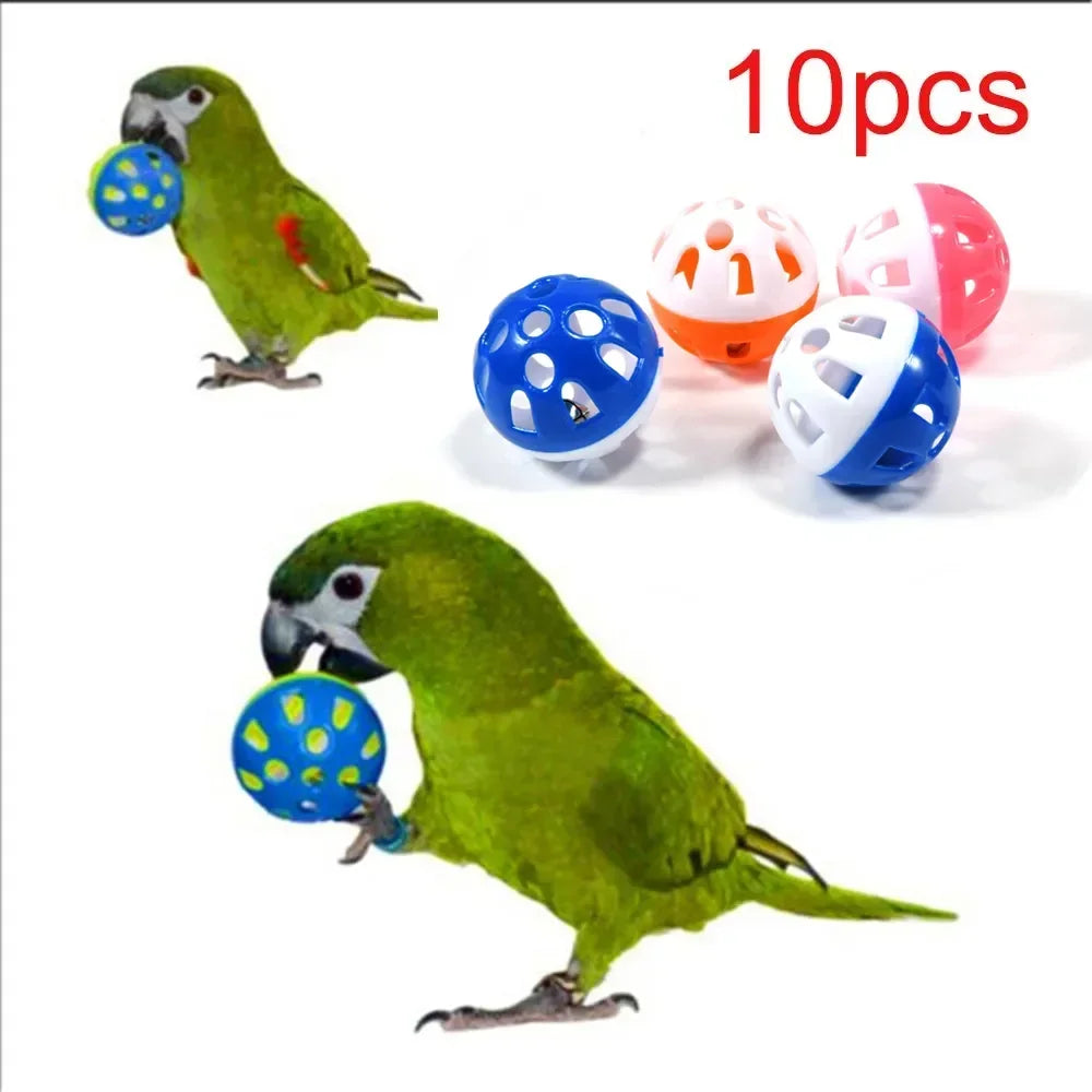 ⭐ Colorful Parrot Bell Ball Toy Set (10 pcs)