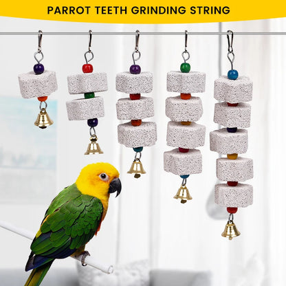 ⭐ Natural Mineral Parrot Chew Toy with Bell